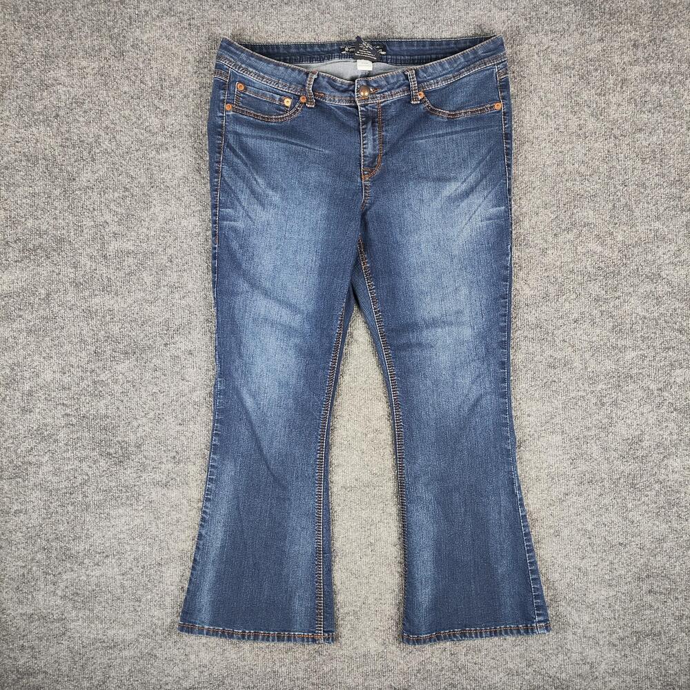 Source Of Wisdom Jeans Womens 18 Blue Medium Wash Mid Rise Bootcut Stretch Denim